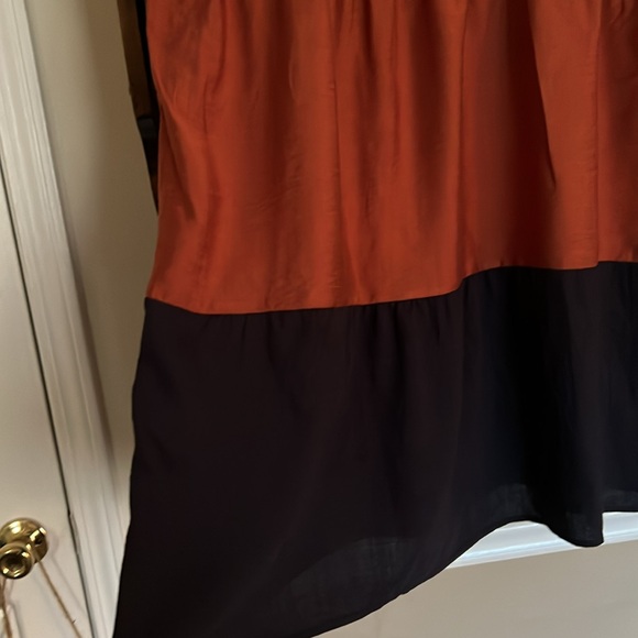 EMERY ROSE Navy/Rust/Tan Contrast Color A-Line Flare Dress, Size 2XL(16), EUC. - Picture 5 of 10